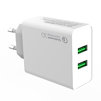 Зарядний пристрій мережевий 2USB 3,0A QC 36W білий ColorWay CW-CHS017Q-WT, фото 3