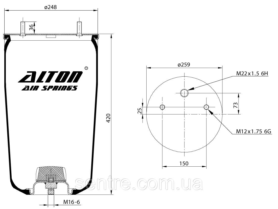 Пневмоподушка 940MB без склянки BPW 30K 0542940910 Firetech Туреччина