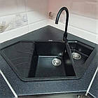 Чорна кутова гранітна мийка 1000х500х225 Adamant SPIRIT, фото 7