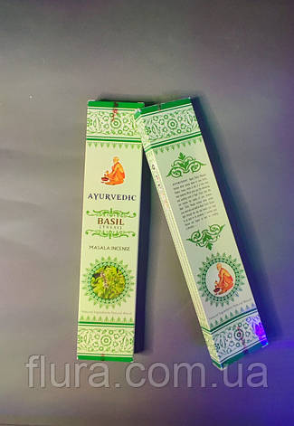 Аромопалочки "Ayurvedic Basil" 15g Індія, фото 1