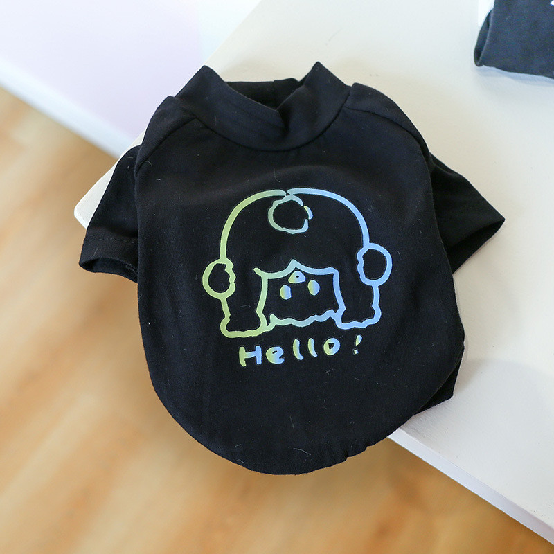 Футболка для котів що світиться у темряві Pet Style "Hello" Чорна XS, фото 1