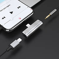 Переходник для наушников iPhone Lightning на 3.5 мм зарядка и звук 2в1 HOCO, переходник для айфона на наушники