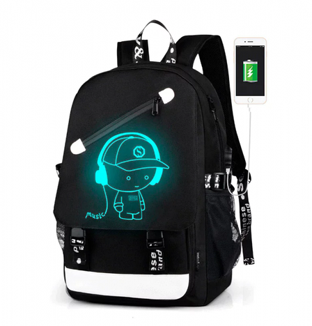 Міський рюкзак, що світиться з usb зарядкою Senkey & Style "Music", чорний, фото 2