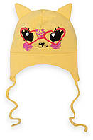 Шапка дитяча для дівчинки на зав'язках GABBI GSK-D-23-2/1 Жовтий розмір 40/42 (13540)