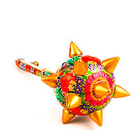 Булава дерев'яна Петриківський розпис ручної роботи ЯСКРАВІ КВІТИ Український сувенір козацька булава 40см