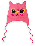 Шапка дитяча для дівчинки на зав'язках GABBI GSK-D-23-2/1 Рожевий розмір 40/42 (13540)