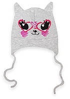 Шапка дитяча для дівчинки на зав'язках GABBI GSK-D-23-2/1 Сірий розмір 40/42 (13540)