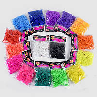 Набор резинок для плетения браслетов 11 200 штук Loom Bands Set с клипсами, 16 цветов