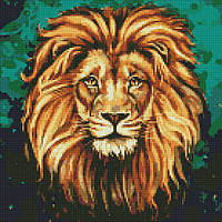 Алмазная мозаика Роскошный лев Идейка 40х40см, AMO7505