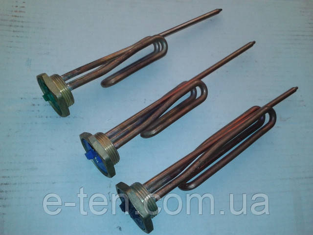 Тен гнутий мідний для бойлера 2,0 кВт на різьбі (під гайку), з місцем під анод М6 Електрон-Т, Україна