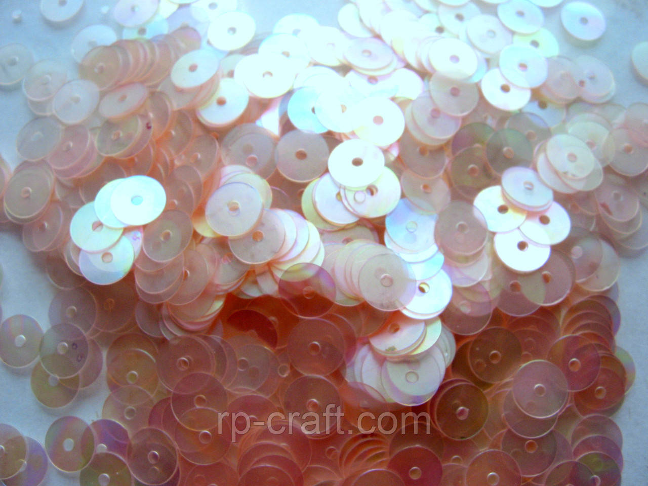 87. Упаковка паєток. Круглі, світло-персикові, 6 мм, 8 грам., фото 1