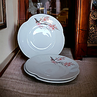 Тарелка плоская фигурной формы, деколи в ассортименте 18 см