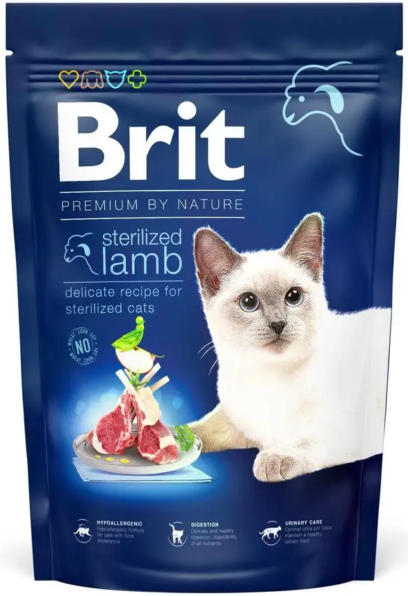 Сухий корм для стерилізованих котів з ягням Brit Premium by Nature Cat Sterilized Lamb 1,5 кг