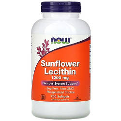 Амінокислоти (БЦАА) Now Sunflower Lecithin 1200 mg (200 капсул.)