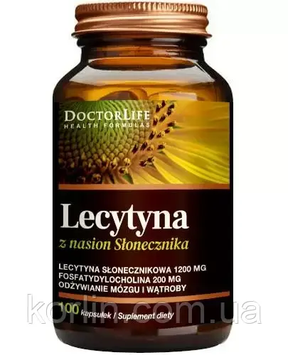 Лецитин Соняшника 1200 мг 100 кап Doctor Life Sunflower Lecithin 1200 mg Доставка з ЄС