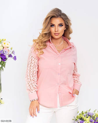 Сорочка жіноча прошва батал GU-0158|46-48, 50-52, 54-56, 58-60, фото 1