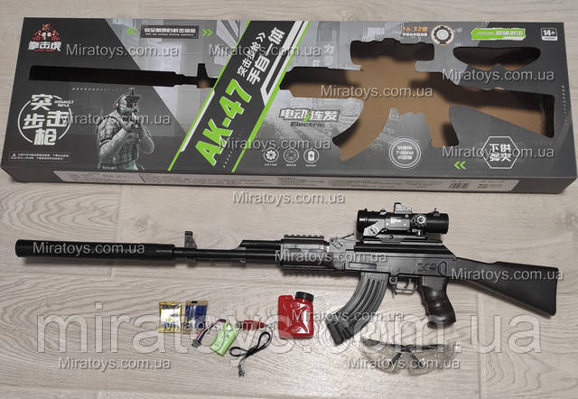 Дитячий автомат Калашникова на Орбіз на акумуляторі AK-47 з оптичним прицілом 6х і глушником Дитячий автомат Калашникова на Орбіз на акумуляторі AK-47 з оптичним прицілом 6х і глушником