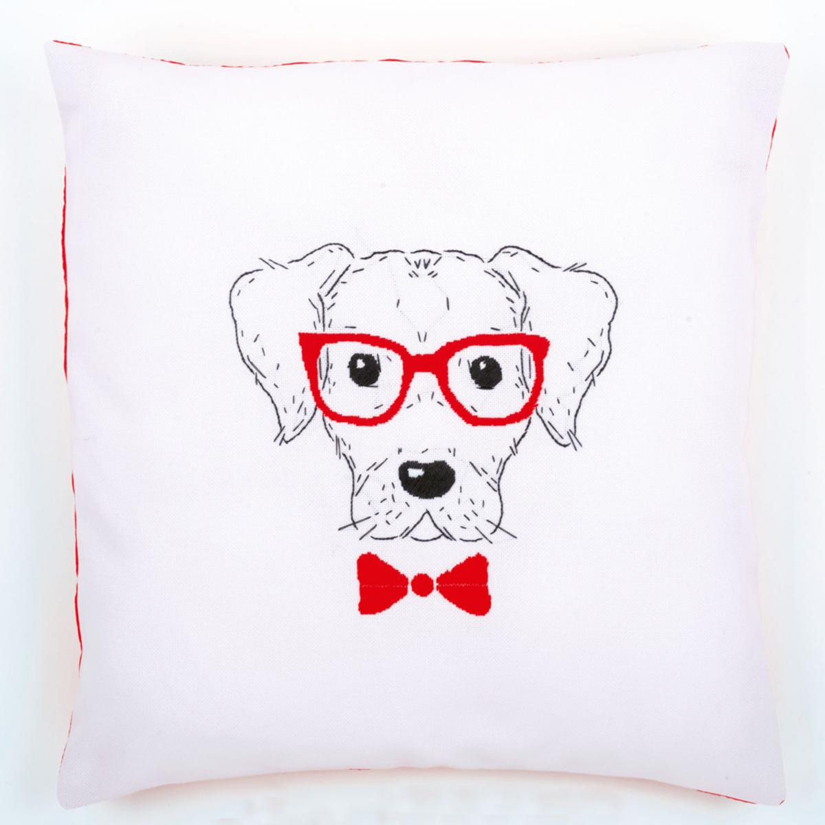Собака в червоних окулярах Набір для вишивання гладдю (подушка) Vervaco PN-0155963
