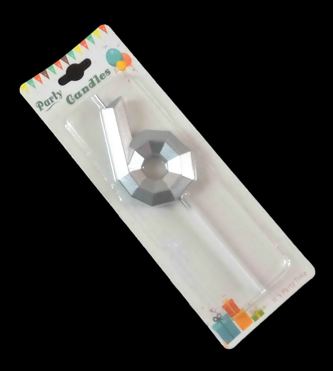 Свічка цифра "Crystal 6". Колір: Срiбло.