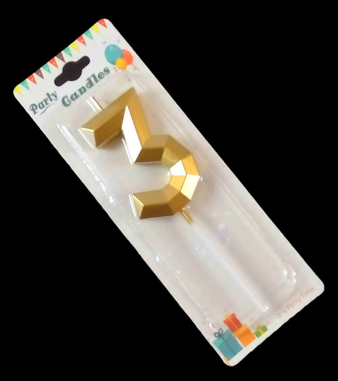 Свічка цифра "Crystal 3". Колір: Золото.