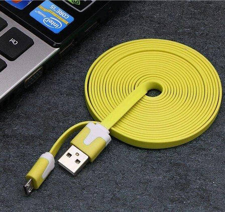 Кабель 2 метри micro USB X38 гумовий, плоский, фото 1