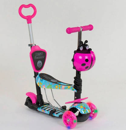 Самокат із сидінням і з ручкою Best Scooter 5в1 61080 Платформа та колеса святяться. Сонечко Сонечко, фото 2