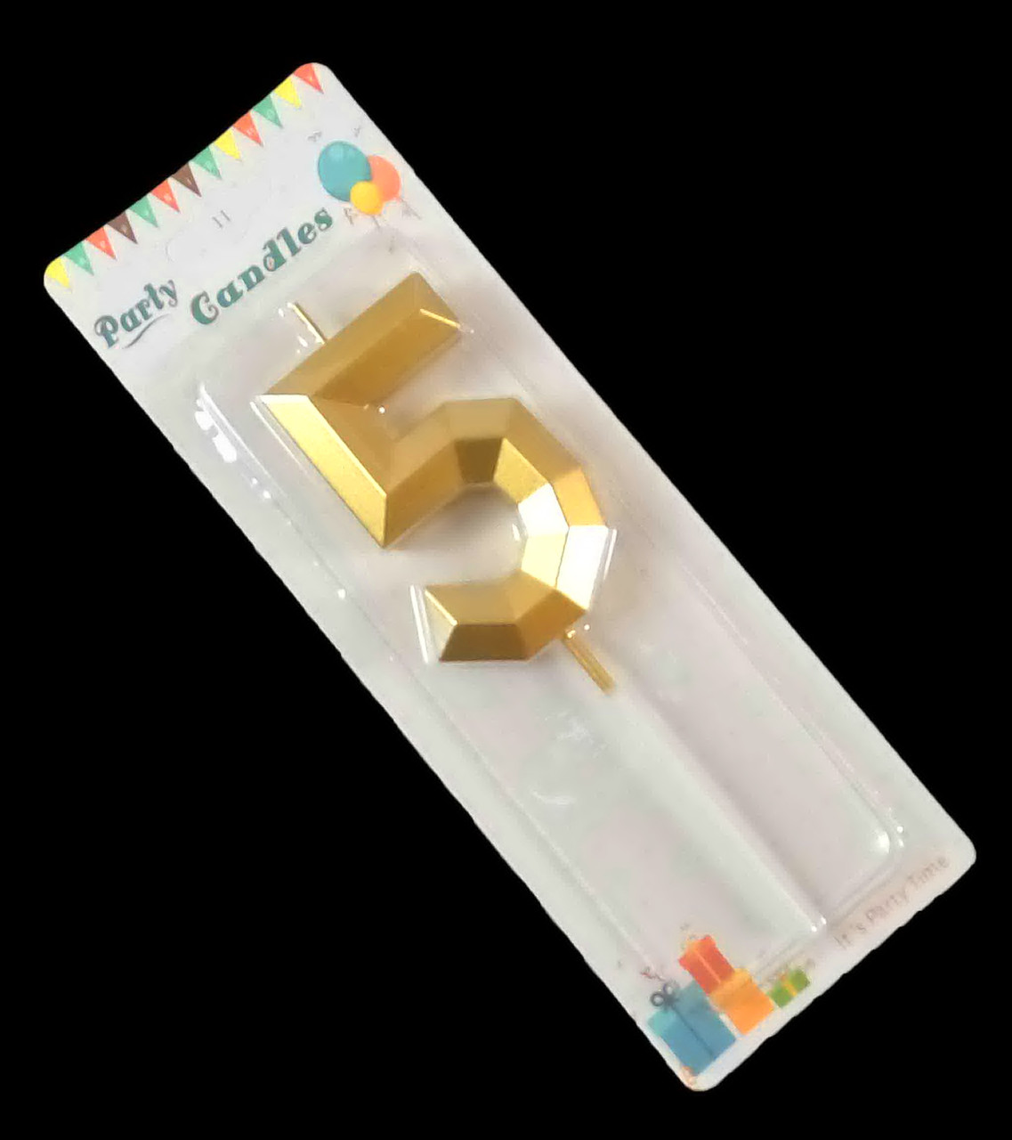 Свічка цифра "Crystal 5". Колір: Золото.