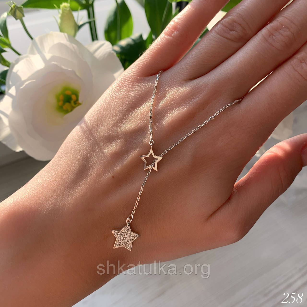 Срібне кольє-краватка Зірочки