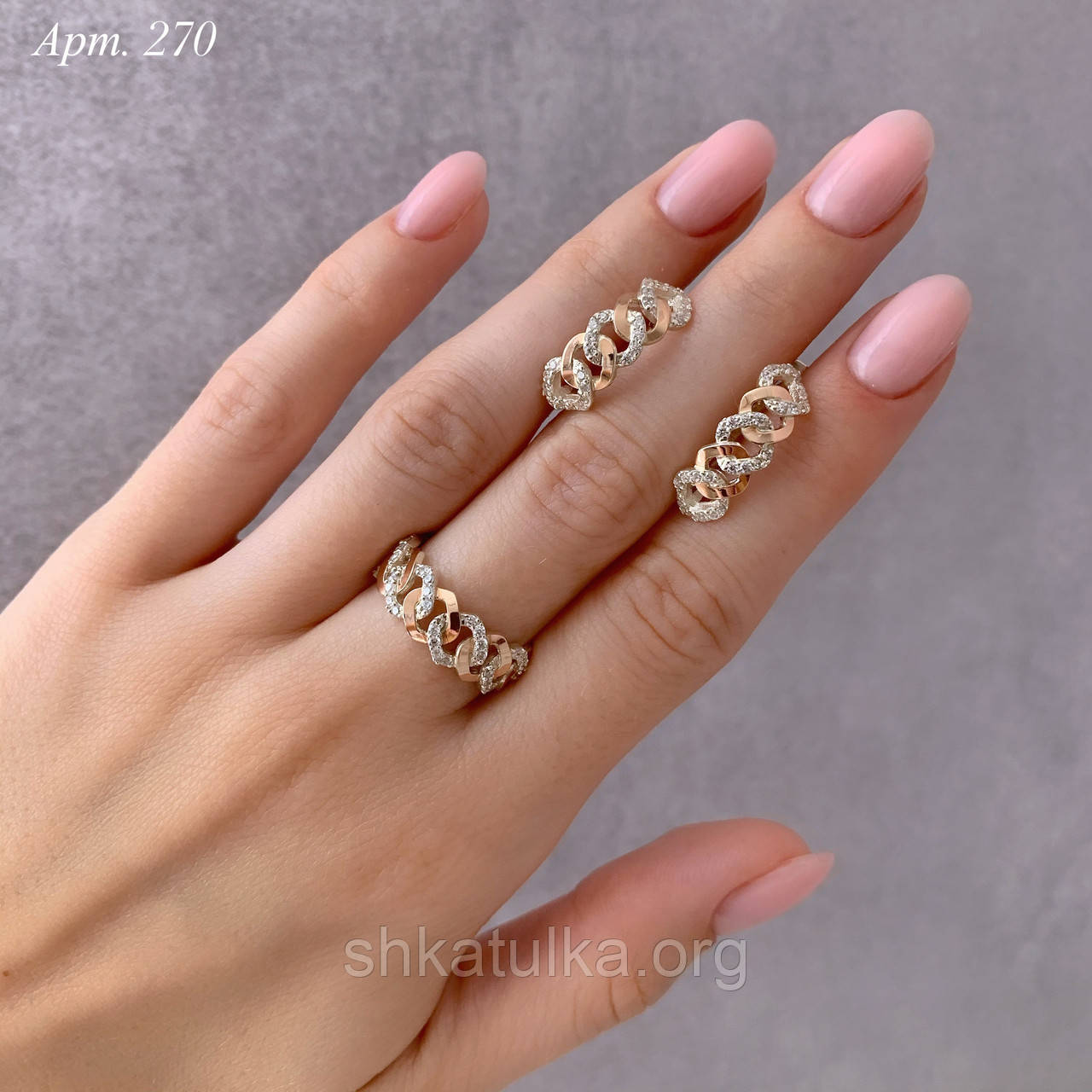 Набір Срібні сережки та каблучка з золотом