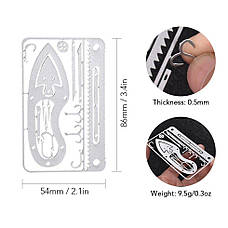 Мультитул кредитка виживальника Survival Multitool Card 17в1, фото 3