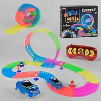 Дитячий світний гнучкий автотрек Magic Tracks на радіокеруванні 136 зі світлом і звуком, 134 деталі