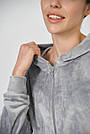 Костюм спортивний ВЕЛЮР жіночий на молнії з капюшоном СІРИЙ, фото 4