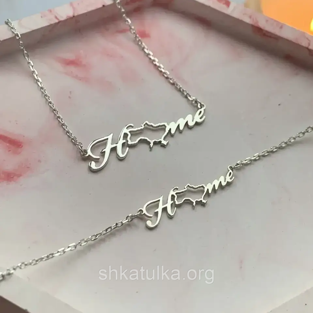 Набір срібний браслет та кольє Home