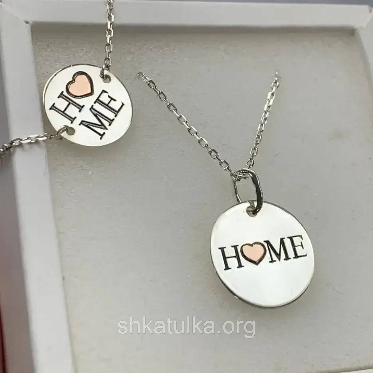 Набір Срібні сережки та кольє Home с золотом