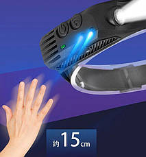 Ліхтарик налобний гнучкий акумуляторний з іЧ-датчиком руху W689-2, фото 3