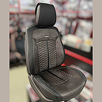 Универсальные каркасные накидки 3D на сиденья автомобиля, модель Stalker Серые (комплект на передние сиденья)