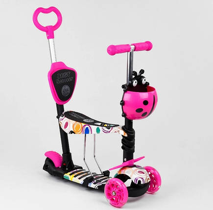 Самокат із сидінням та ручкою Best Scooter 5в1 Колеса світяться, фото 2