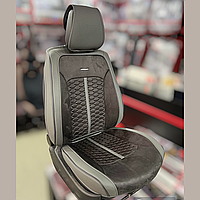 Универсальные каркасные накидки 3D на сиденья автомобиля, модель Stalker Серые (комплект на передние сиденья)