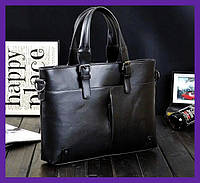 Чёрная модная мужская деловая сумка для работы из экокожи, офисный портфель унисекс