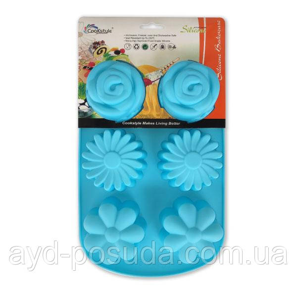 Силіконова форма для випічки кексів "Квіти" SC-1424 арт. 822-6-9