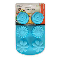 Силіконова форма для випічки кексів "Квіти" SC-1424 арт. 822-6-9