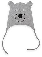 Шапка дитяча для хлопчика на зав'язках GABBI GSK-M-23-6/1 Сірий розмір 40/42 (13548)