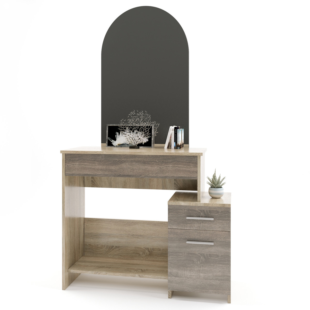 Туалетный столик с зеркалом для спальни Трюмо-1 Дуб сонома + трюфель ...