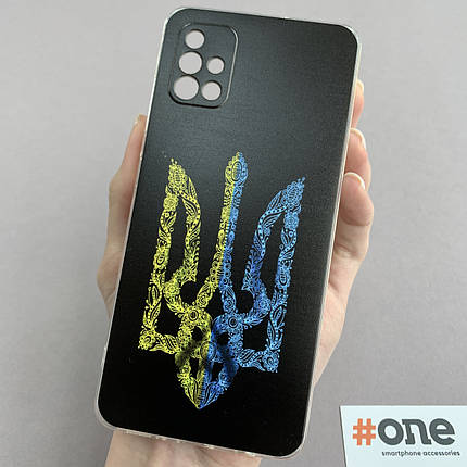 Чохол для Samsung Galaxy A51 жовто-синій герб України чохол з принтом на телефон самсунг а51 чорний UKR, фото 1