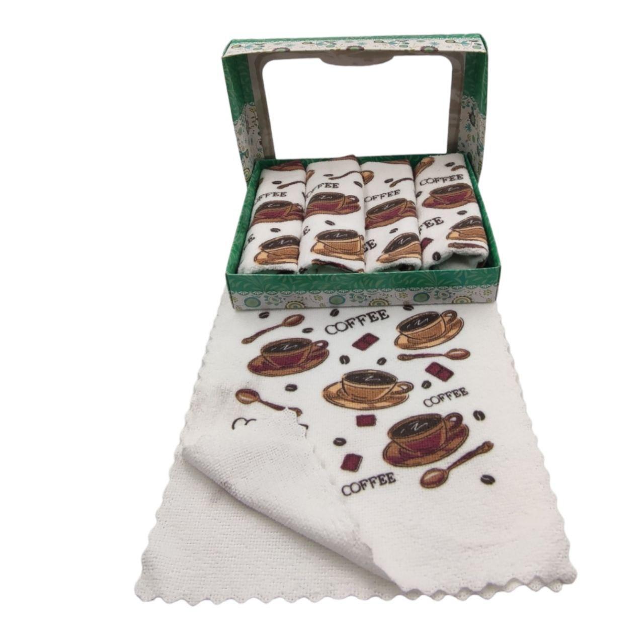 Набір 4 шт кухонних рушників "Кава" мікрофібра в подарунковій упаковці, фото 1