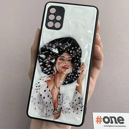 Чохол для Samsung Galaxy A51 Ladies з 3д ефектом з принтом чохол на телефон самсунг а51 дівчинка в капелюсі, фото 1