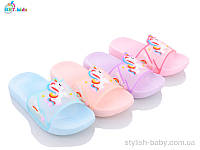 Детская коллекция летней обуви оптом. Детские шлёпанцы 2023 бренда BBT Kids для девочек (рр. с 24 по 29)