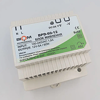 Блок питания светодиодный LED Biom на DIN-рейке TH35/ЕС35 60W 5A 12V IP20 BPD-60-12