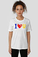 Женская футболка белая принт "I love you"