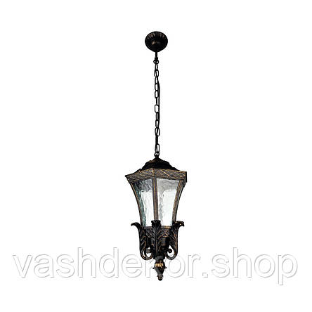 Підвісний вуличний світильник із металу чорний з бронзою 100х30 см, фото 2